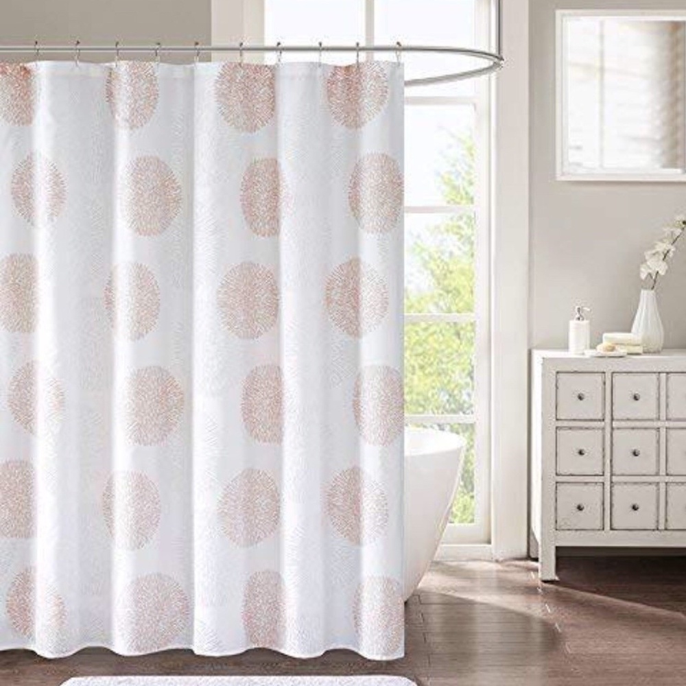 Lisbon Shower Curtain Comfort Spaces Blush Medallion Prints 72" x 72"
